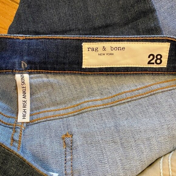 Rag & Bone Womens Ankle Slim Skinny Jeans Blue High Rise Pockets Denim 28 New - Picture 10 of 12